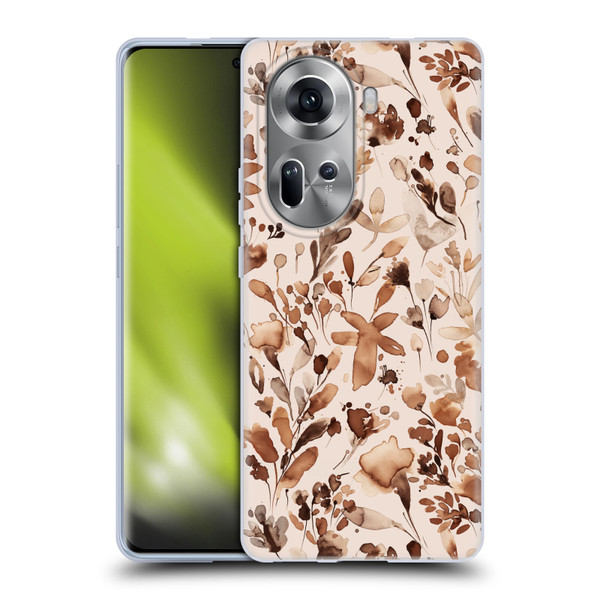 Ninola Flower Patterns Rustic Floral Terracotta Soft Gel Case for OPPO Reno11