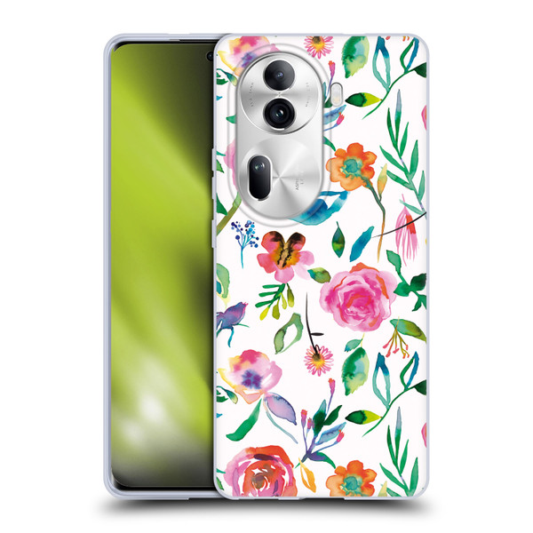Ninola Flower Patterns Floral Green Soft Gel Case for OPPO Reno11 Pro