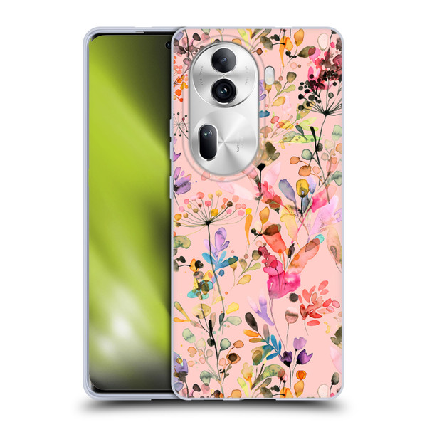 Ninola Flower Patterns Wild Grasses Pink Soft Gel Case for OPPO Reno11 Pro