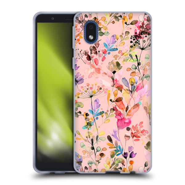 Ninola Flower Patterns Wild Grasses Pink Soft Gel Case for Samsung Galaxy A01 Core (2020)