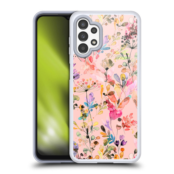 Ninola Flower Patterns Wild Grasses Pink Soft Gel Case for Samsung Galaxy A13 (2022)