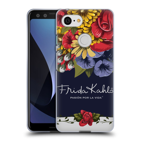 Frida Kahlo Red Florals Blooms Soft Gel Case for Google Pixel 3