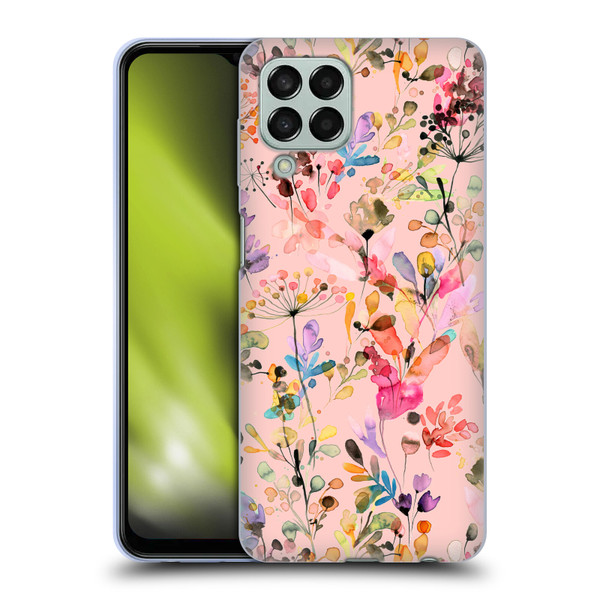 Ninola Flower Patterns Wild Grasses Pink Soft Gel Case for Samsung Galaxy M33 (2022)