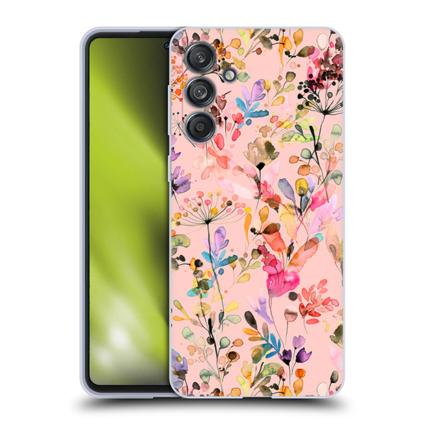 Ninola Flower Patterns Wild Grasses Pink Soft Gel Case for Samsung Galaxy M55 5G