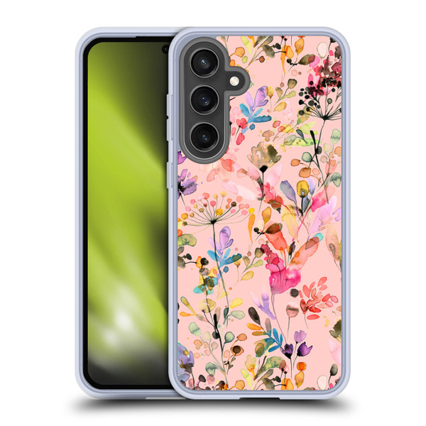 Ninola Flower Patterns Wild Grasses Pink Soft Gel Case for Samsung Galaxy S24 FE