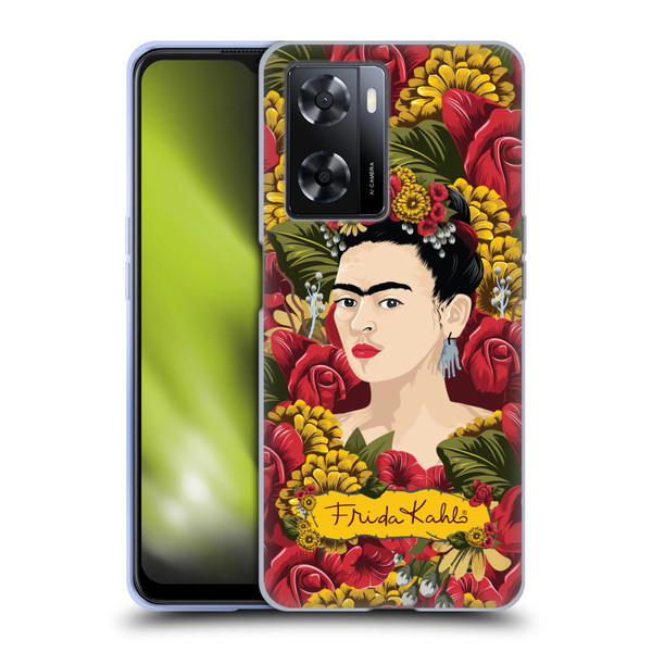 Frida Kahlo Red Florals Portrait Pattern Soft Gel Case for OPPO A57s