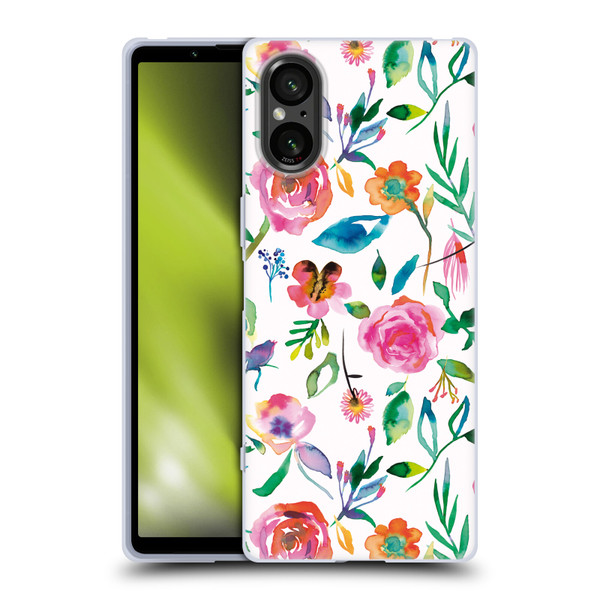 Ninola Flower Patterns Floral Green Soft Gel Case for Sony Xperia 5 V 5G