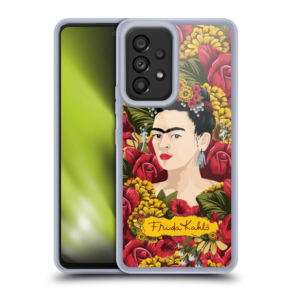 Frida Kahlo Red Florals Portrait Pattern Soft Gel Case for Samsung Galaxy A53 5G (2022)
