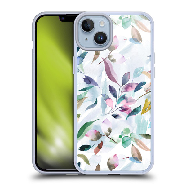 Ninola Garden Watercolor Leaves Soft Gel Case for Apple iPhone 14 Plus
