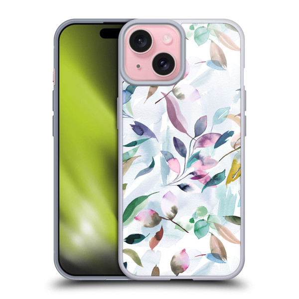 Ninola Garden Watercolor Leaves Soft Gel Case for Apple iPhone 15