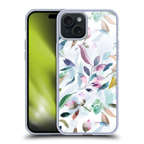 Ninola Garden Watercolor Leaves Soft Gel Case for Apple iPhone 15 Plus