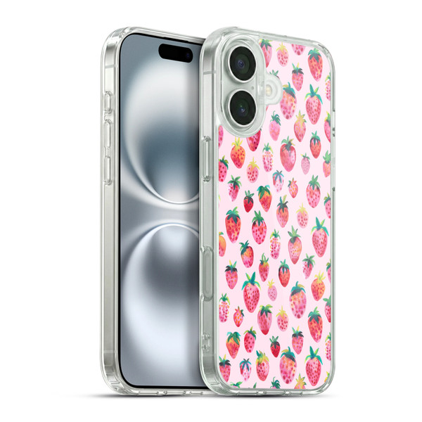 Ninola Mix Patterns Summer Strawberries Soft Gel Case for Apple iPhone 16 Plus & MagSafe