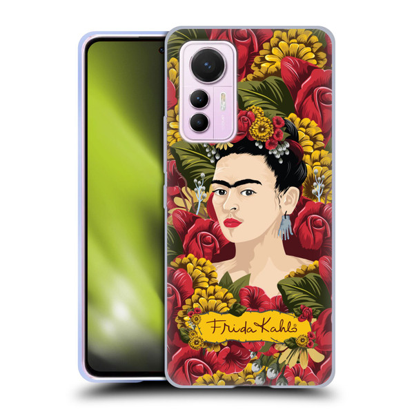 Frida Kahlo Red Florals Portrait Pattern Soft Gel Case for Xiaomi 12 Lite
