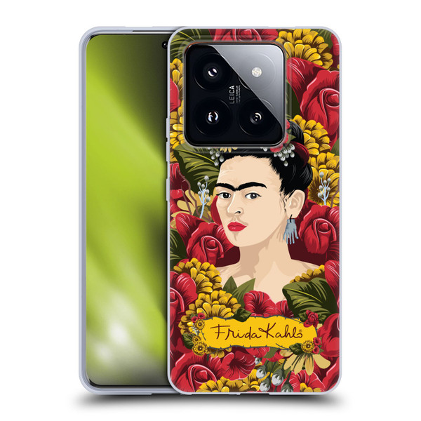 Frida Kahlo Red Florals Portrait Pattern Soft Gel Case for Xiaomi 14 Pro