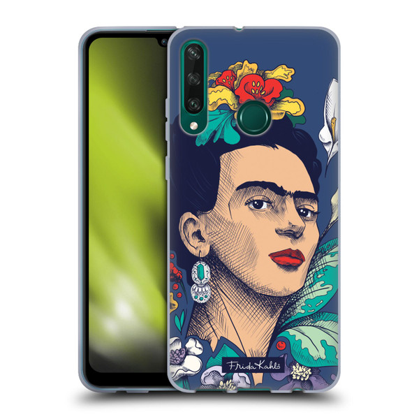 Frida Kahlo Sketch Flowers Soft Gel Case for Huawei Y6p