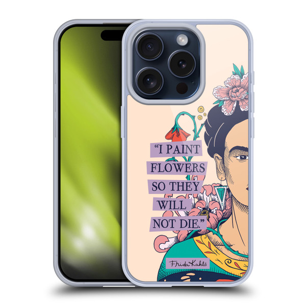 Frida Kahlo Sketch I Paint Flowers Soft Gel Case for Apple iPhone 15 Pro