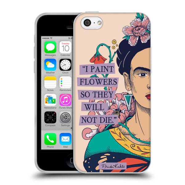 Frida Kahlo Sketch I Paint Flowers Soft Gel Case for Apple iPhone 5c