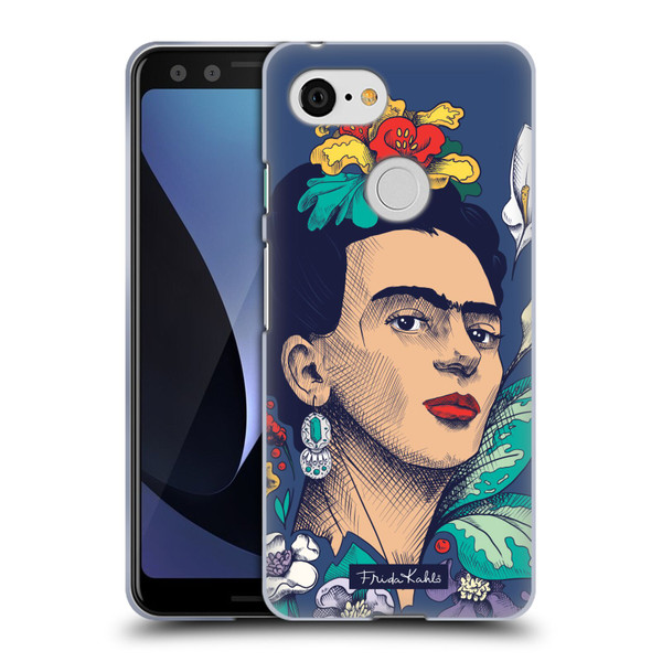 Frida Kahlo Sketch Flowers Soft Gel Case for Google Pixel 3