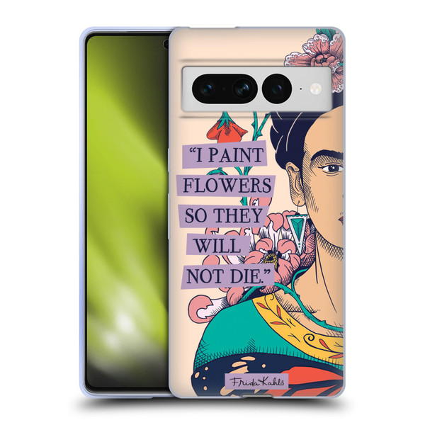 Frida Kahlo Sketch I Paint Flowers Soft Gel Case for Google Pixel 7 Pro