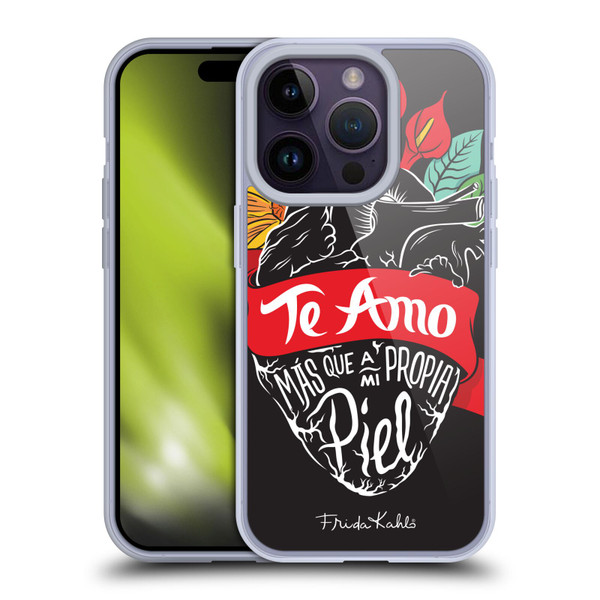 Frida Kahlo Typography Heart Soft Gel Case for Apple iPhone 14 Pro