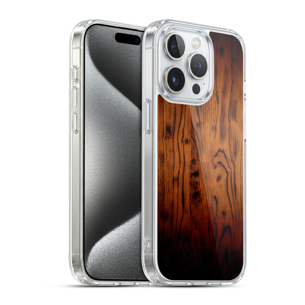 PLdesign Wood Prints Rustic Vintage Brown Burnt Soft Gel Case for Apple iPhone 15 Pro & MagSafe