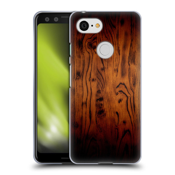 PLdesign Wood Prints Rustic Vintage Brown Burnt Soft Gel Case for Google Pixel 3