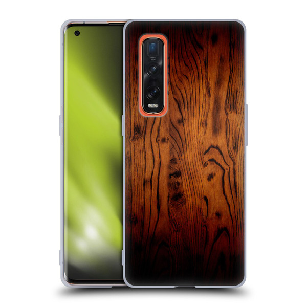 PLdesign Wood Prints Rustic Vintage Brown Burnt Soft Gel Case for OPPO Find X2 Pro 5G