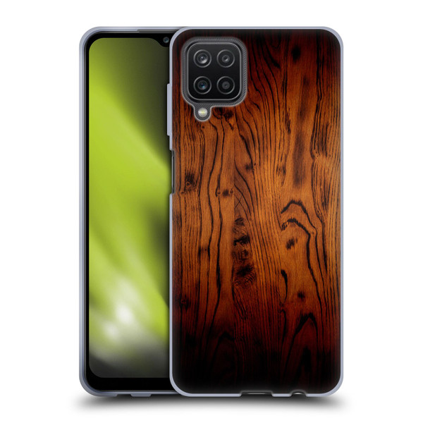 PLdesign Wood Prints Rustic Vintage Brown Burnt Soft Gel Case for Samsung Galaxy A12 (2020)