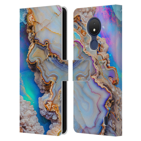 Haroulita Agates Pastel Leather Book Wallet Case Cover For Nokia C21