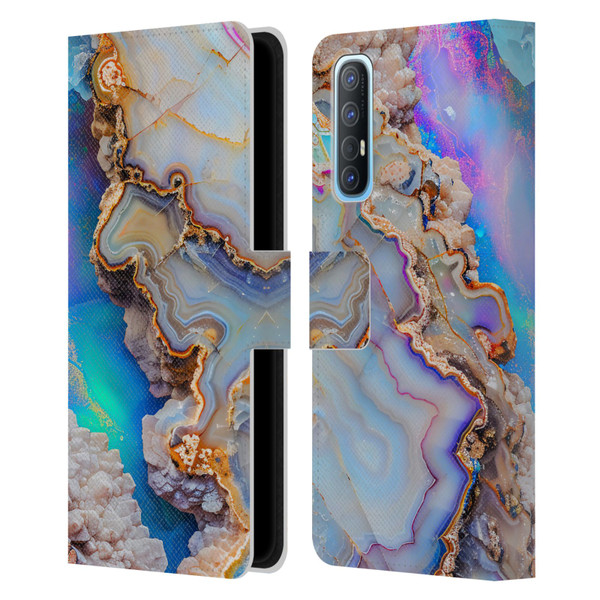 Haroulita Agates Pastel Leather Book Wallet Case Cover For OPPO Find X2 Neo 5G