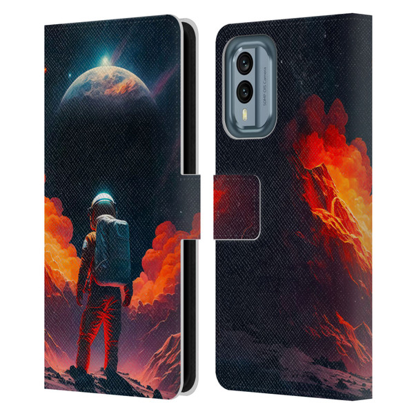 Haroulita Astronaut Galaxy Space Leather Book Wallet Case Cover For Nokia X30