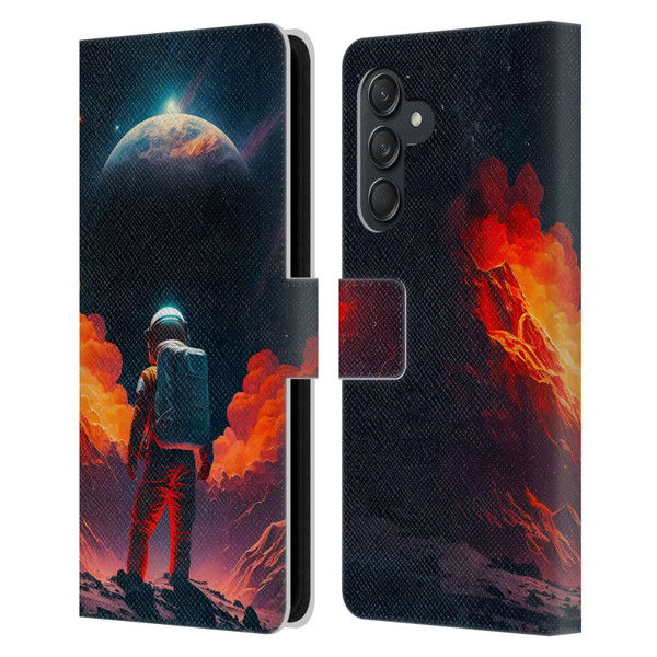 Haroulita Astronaut Galaxy Space Leather Book Wallet Case Cover For Samsung Galaxy M55 5G
