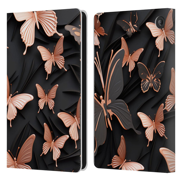 Haroulita Fancy Pattern Butterfly Leather Book Wallet Case Cover For Amazon Fire 7 2022