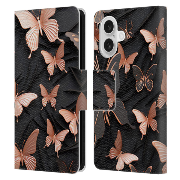 Haroulita Fancy Pattern Butterfly Leather Book Wallet Case Cover For Apple iPhone 16