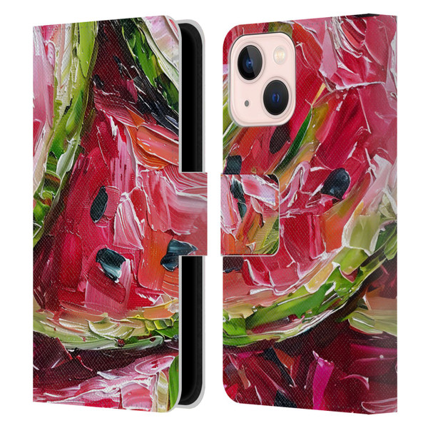 Haroulita Fruit Pattern Watermelon Leather Book Wallet Case Cover For Apple iPhone 13 Mini