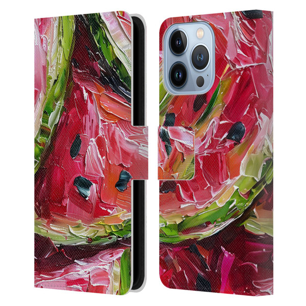 Haroulita Fruit Pattern Watermelon Leather Book Wallet Case Cover For Apple iPhone 13 Pro