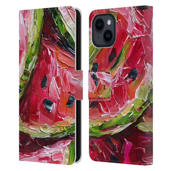 Haroulita Fruit Pattern Watermelon Leather Book Wallet Case Cover For Apple iPhone 15