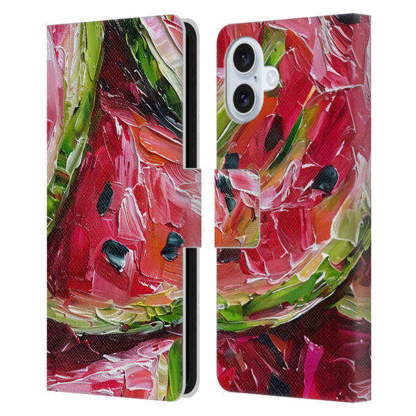 Haroulita Fruit Pattern Watermelon Leather Book Wallet Case Cover For Apple iPhone 16 Plus