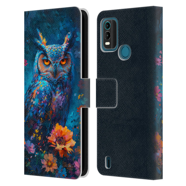 Haroulita Mix Art Animals Owl In Flowers Leather Book Wallet Case Cover For Nokia G11 Plus