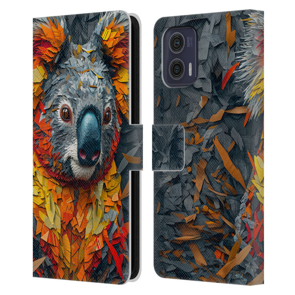 Haroulita Mix Art Animals Koala Leather Book Wallet Case Cover For Motorola Moto G73 5G