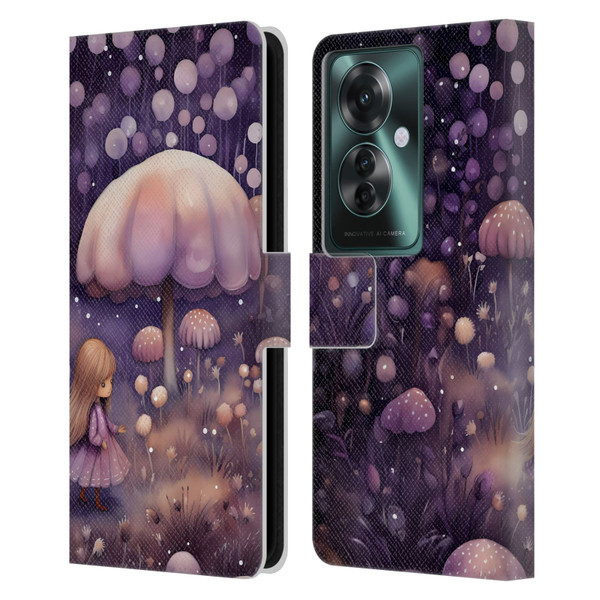 Haroulita Whimsical Girl And Mushroom Leather Book Wallet Case Cover For OPPO Reno11 F 5G / F25 Pro 5G