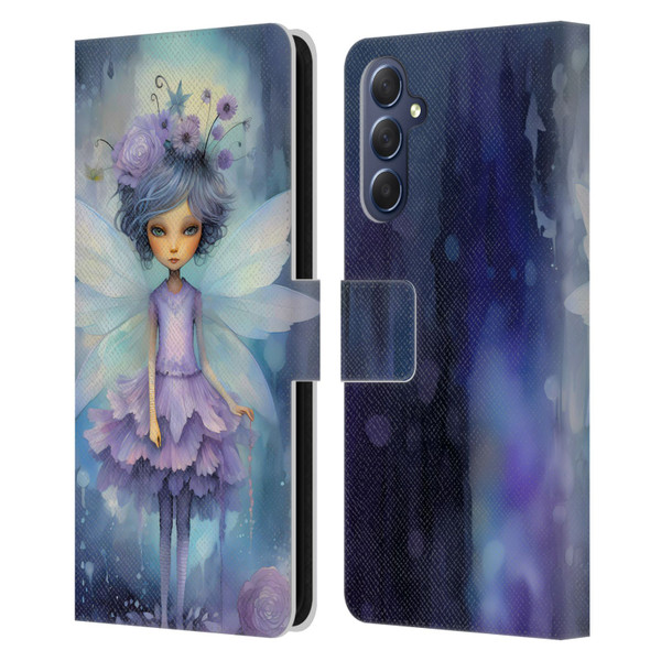 Haroulita Whimsical Purple Hair Fairy Leather Book Wallet Case Cover For Samsung Galaxy M54 5G