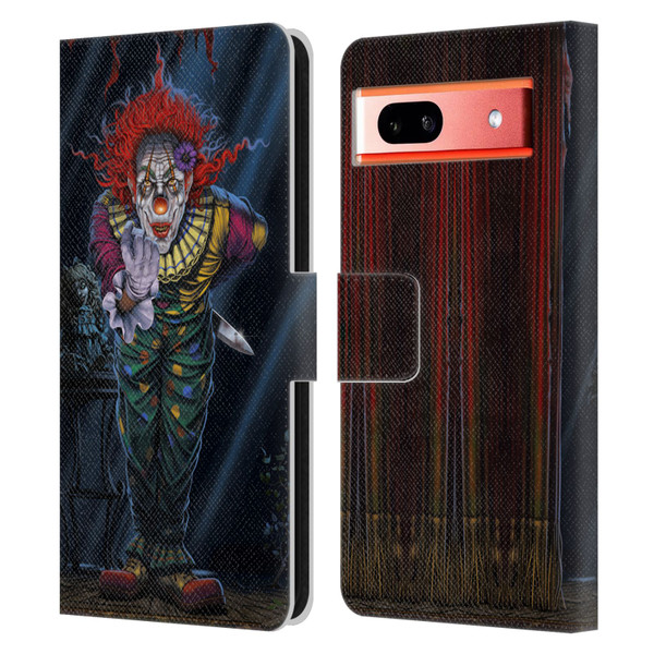 Vincent Hie Graphics Surprise Clown Leather Book Wallet Case Cover For Google Pixel 7a