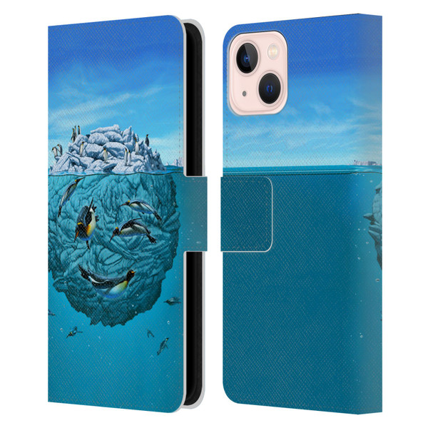 Vincent Hie Graphics Penguin Wink Leather Book Wallet Case Cover For Apple iPhone 13