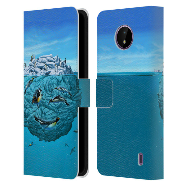 Vincent Hie Graphics Penguin Wink Leather Book Wallet Case Cover For Nokia C10 / C20