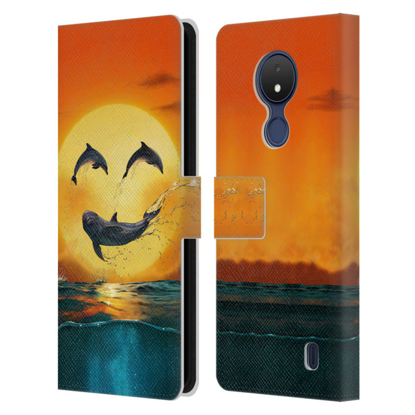 Vincent Hie Graphics Dolphins Smile Leather Book Wallet Case Cover For Nokia C21