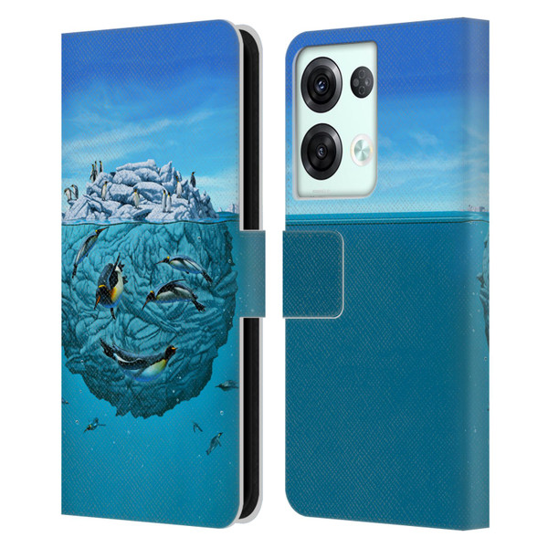 Vincent Hie Graphics Penguin Wink Leather Book Wallet Case Cover For OPPO Reno8 Pro