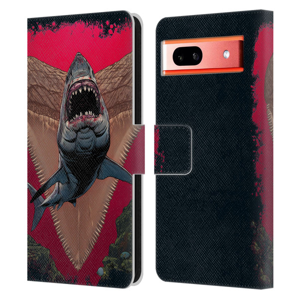 Vincent Hie Key Art Shark Leather Book Wallet Case Cover For Google Pixel 7a