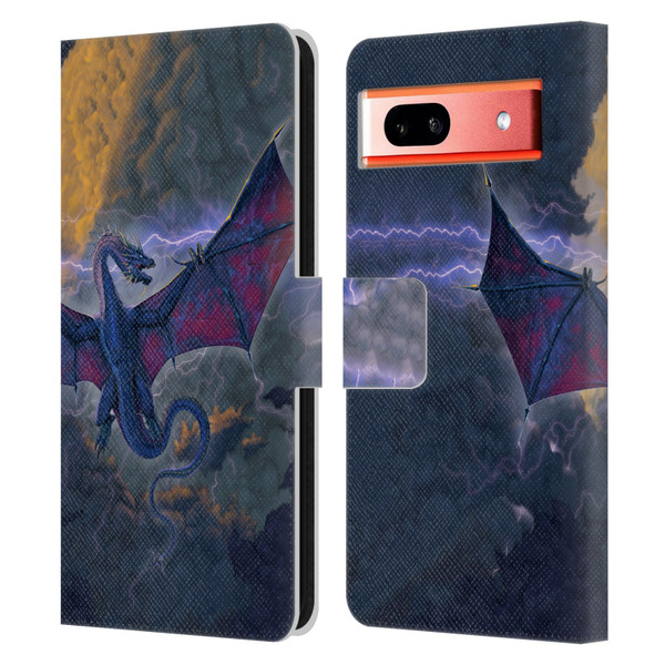 Vincent Hie Key Art Thunder Dragon Leather Book Wallet Case Cover For Google Pixel 7a