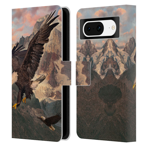 Vincent Hie Key Art Eagle Strike Leather Book Wallet Case Cover For Google Pixel 8